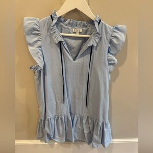 Blue TCEC Ruffle Dress with Ribbon Tie